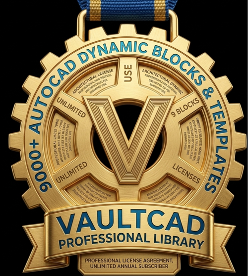 Gold medal with 'VAULTCAD Professional Library' text and design on a black background